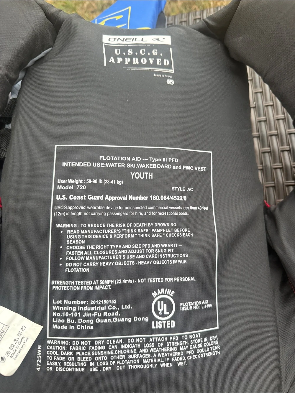 O'Neill Blue/Black and Red/Gray Youth Life Jackets 50 - 90 lbs